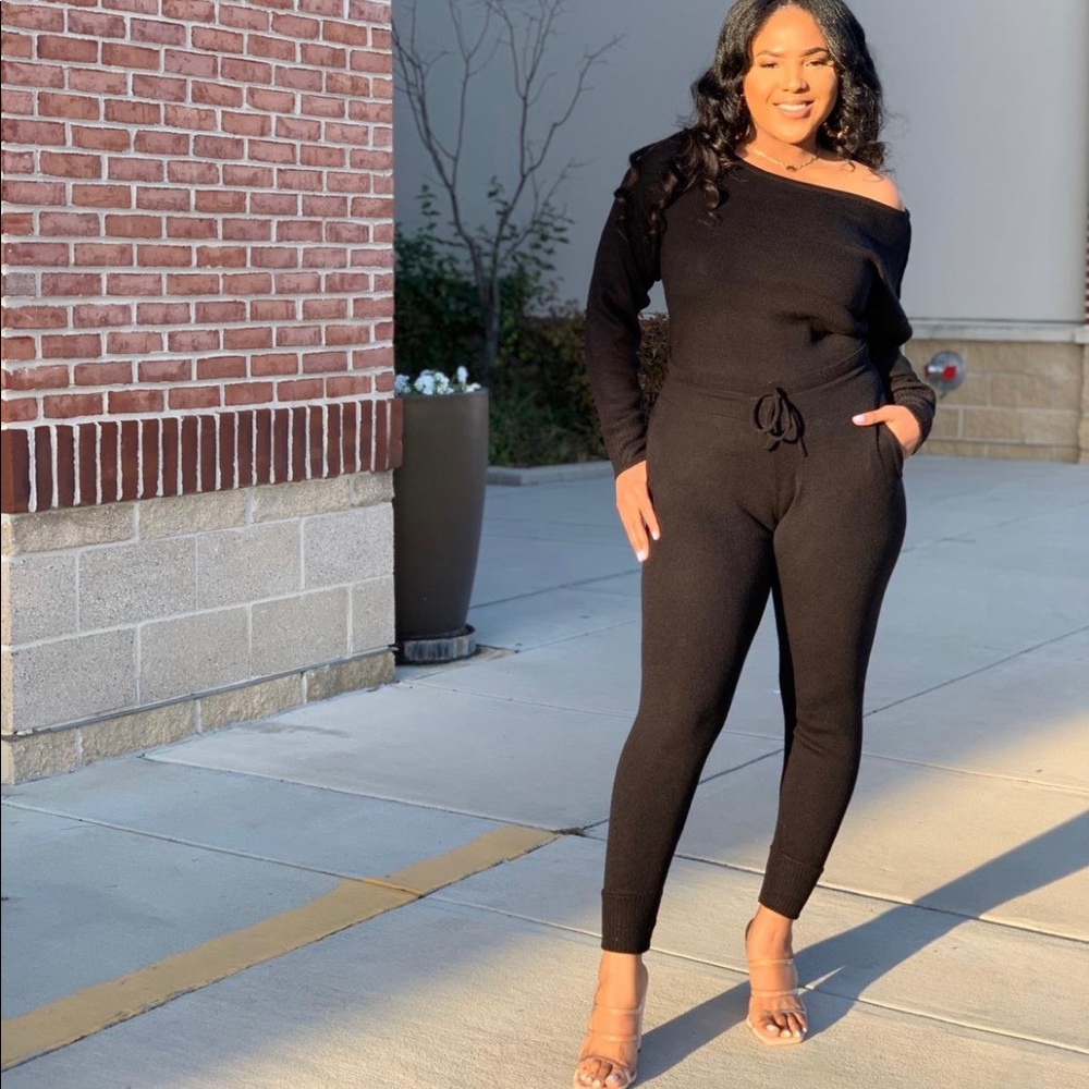 Black Knit Jogger Set